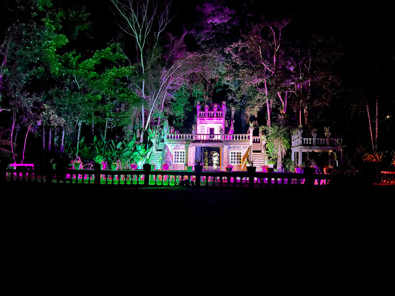 Paronella Park building at night